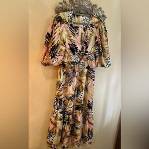 Tropical Vibes Maxi Dress in Pink and Green